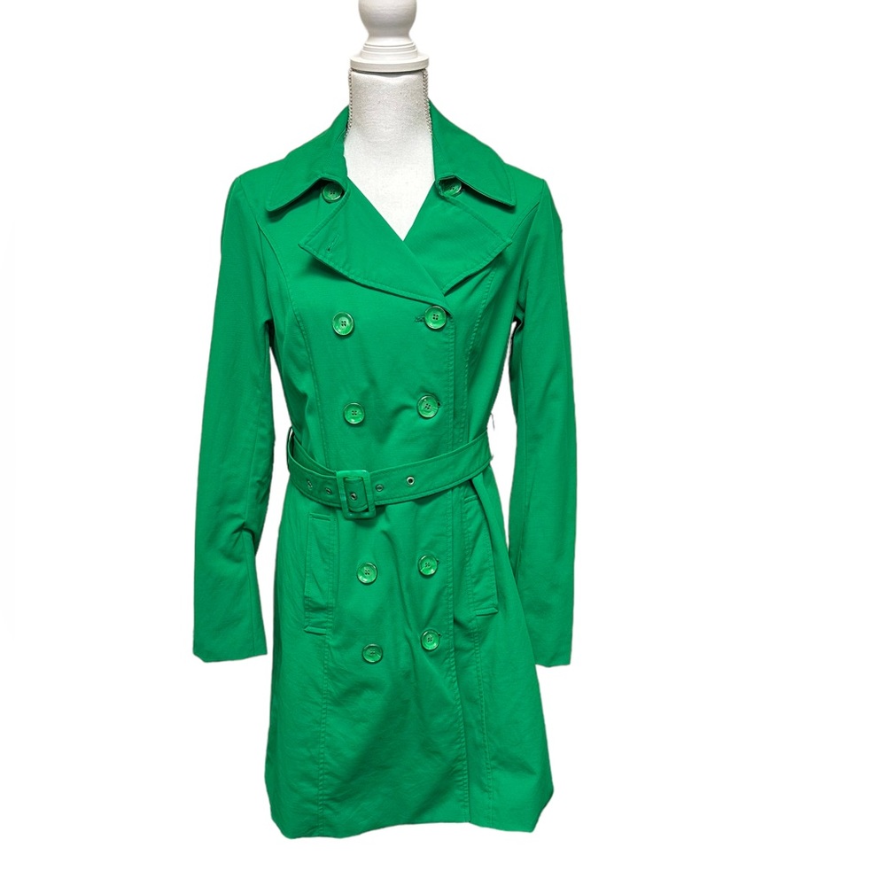 New York and Company Green Trench Coat Size Medium